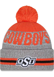 New Era Oklahoma State Cowboys Grey Runner Cuff Pom Mens Knit Hat
