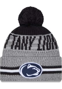 Penn State Nittany Lions New Era Runner Cuff Pom Mens Knit Hat - Grey