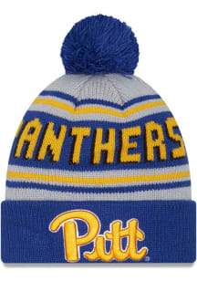 Pitt Panthers New Era Evergreen Cuff Pom Mens Knit Hat - Blue