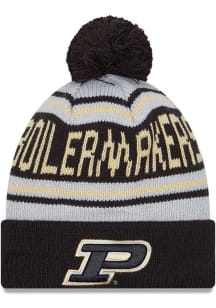 Purdue Boilermakers New Era Evergreen Cuff Pom Mens Knit Hat - Black