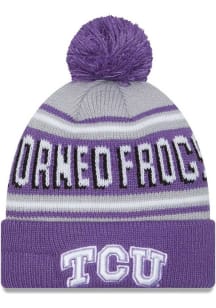 New Era TCU Horned Frogs Purple Evergreen Cuff Pom Mens Knit Hat