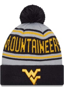 New Era West Virginia Mountaineers Navy Blue Evergreen Cuff Pom Mens Knit Hat