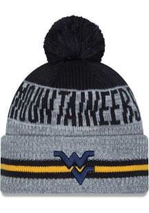 New Era West Virginia Mountaineers Grey Runner Cuff Pom Mens Knit Hat