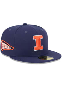 Illinois Fighting Illini New Era Pennant 59FIFTY Fitted Hat - Navy Blue