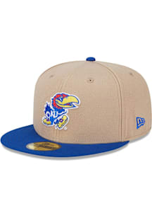 New Era Kansas Jayhawks Mens Tan 2T Evergreen 59FIFTY Fitted Hat