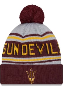 New Era Arizona State Sun Devils Maroon Evergreen Cuff Pom Mens Knit Hat