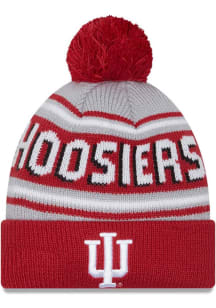 Indiana Hoosiers New Era Evergreen Cuff Pom Mens Knit Hat - Cardinal