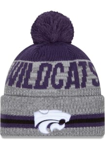 K-State Wildcats New Era Runner Cuff Pom Mens Knit Hat - Grey