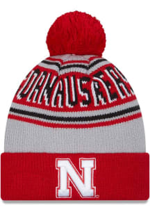 Nebraska Cornhuskers New Era Evergreen Cuff Pom Mens Knit Hat - Red