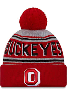 Ohio State Buckeyes New Era Evergreen Cuff Pom Mens Knit Hat - Red