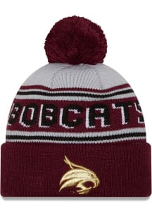 New Era Texas State Bobcats Maroon Evergreen Cuff Pom Mens Knit Hat