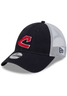 New Era Cleveland Guardians Navy Blue Evergreen Trucker JR 9FORTY Youth Adjustable Hat
