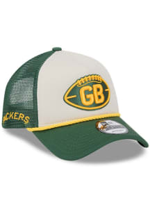 New Era Green Bay Packers Ivory 2024 Sideline Historic A Frame JR 9FORTY Youth Adjustable Hat