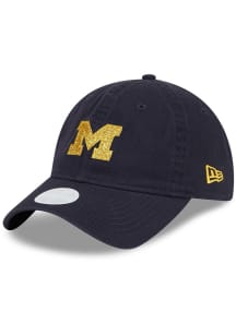 Michigan Wolverines New Era Evergreen W Glitter 9TWENTY Womens Adjustable Hat - Navy Blue