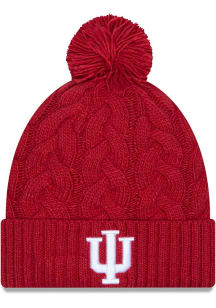 Indiana Hoosiers New Era Cabled Color Cuff Pom Womens Knit Hat - Cardinal