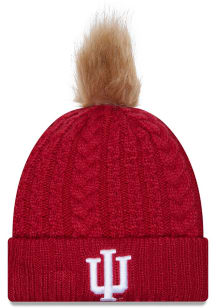 Indiana Hoosiers New Era Luxe Cuff Pom Womens Knit Hat - Cardinal