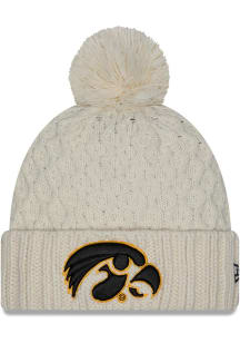 Iowa Hawkeyes New Era Chunky Cuff Pom Womens Knit Hat - White