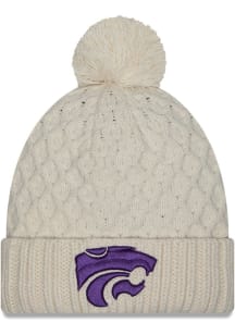 K-State Wildcats New Era Chunky Cuff Pom Womens Knit Hat - White