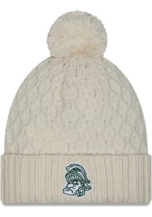 Michigan State Spartans New Era Chunky Cuff Pom Womens Knit Hat - White