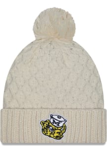 Michigan Wolverines New Era Chunky Cuff Pom Womens Knit Hat - White