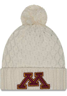 Minnesota Golden Gophers New Era Chunky Cuff Pom Womens Knit Hat - White