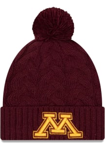 Minnesota Golden Gophers New Era Cabled Color Cuff Pom Womens Knit Hat - Maroon