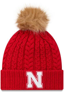 Nebraska Cornhuskers New Era Luxe Cuff Pom Womens Knit Hat - Red