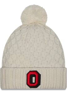 Ohio State Buckeyes New Era Chunky Cuff Pom Womens Knit Hat - White