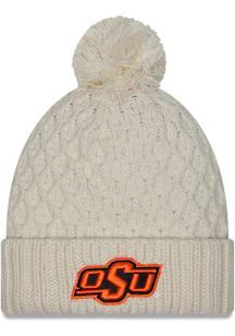 New Era Oklahoma State Cowboys White Chunky Cuff Pom Womens Knit Hat