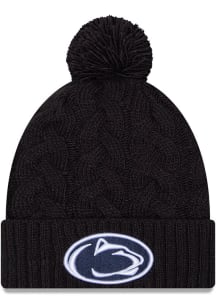 Penn State Nittany Lions New Era Cabled Color Cuff Pom Womens Knit Hat - Navy Blue