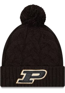 Purdue Boilermakers New Era Cabled Color Cuff Pom Womens Knit Hat - Grey