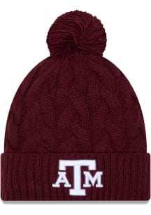 New Era Texas A&amp;M Aggies Maroon Cabled Color Cuff Pom Womens Knit Hat