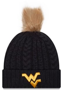 New Era West Virginia Mountaineers Navy Blue Luxe Cuff Pom Womens Knit Hat