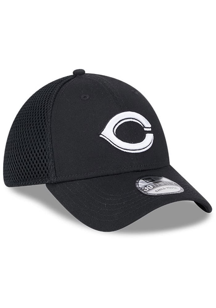 New Era Cincinnati Reds Black Tonal Evergreen Neo JR 39THIRTY Youth Flex Hat