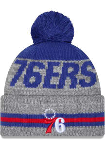 New Era Philadelphia 76ers Grey Runner JR Cuff Pom Youth Knit Hat