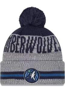 New Era Minnesota Timberwolves Grey Runner JR Cuff Pom Youth Knit Hat