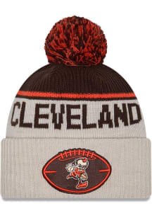 New Era Cleveland Browns Ivory 2024 Sideline Historic JR Sport Cuff Youth Knit Hat