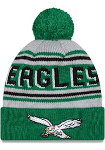 New Era Philadelphia Eagles Kelly Green Evergreen JR Cuff Pom Youth Knit Hat