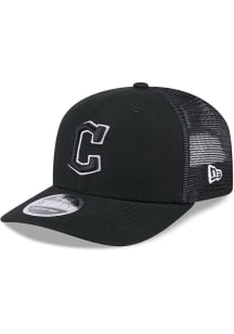 New Era Cleveland Guardians Canvas Trucker LP 9FIFTY Adjustable Hat - Black