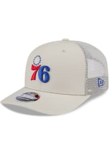 New Era Philadelphia 76ers Canvas Trucker LP 9FIFTY Adjustable Hat - Grey