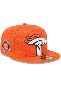 New Era Denver Broncos Mens Orange 2024 Sideline OTC 59FIFTY Fitted Hat