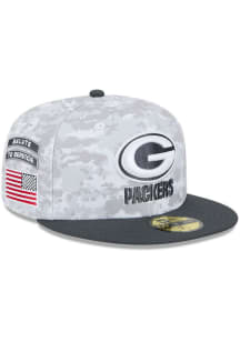 New Era Green Bay Packers Mens Grey 2024 Salute to Service 59FIFTY Fitted Hat