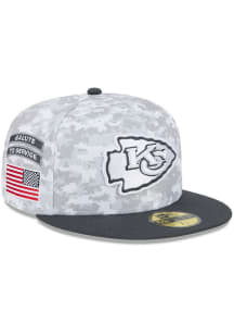 New Era Kansas City Chiefs Mens Grey 2024 Salute to Service 59FIFTY Fitted Hat