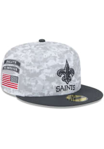 New Era New Orleans Saints Mens Grey 2024 Salute to Service 59FIFTY Fitted Hat