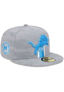 New Era Detroit Lions Mens Grey 2024 Sideline GRA 59FIFTY Fitted Hat