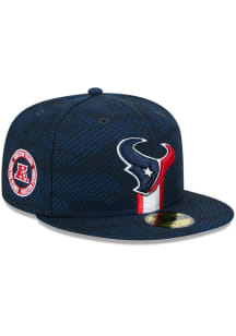 New Era Houston Texans Mens Navy Blue 2024 Sideline OTC 59FIFTY Fitted Hat