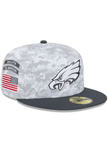 New Era Philadelphia Eagles Mens Grey 2024 Salute to Service 59FIFTY Fitted Hat