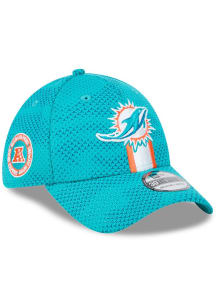 New Era Miami Dolphins Mens Teal 2024 Sideline OTC 39THIRTY Flex Hat