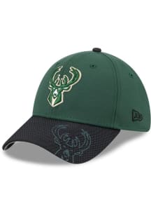 New Era Milwaukee Bucks Mens Green 2T Visor Hit 39THIRTY Flex Hat