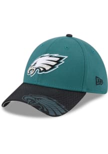 New Era Philadelphia Eagles Mens Midnight Green 2T Visor Hit 39THIRTY Flex Hat